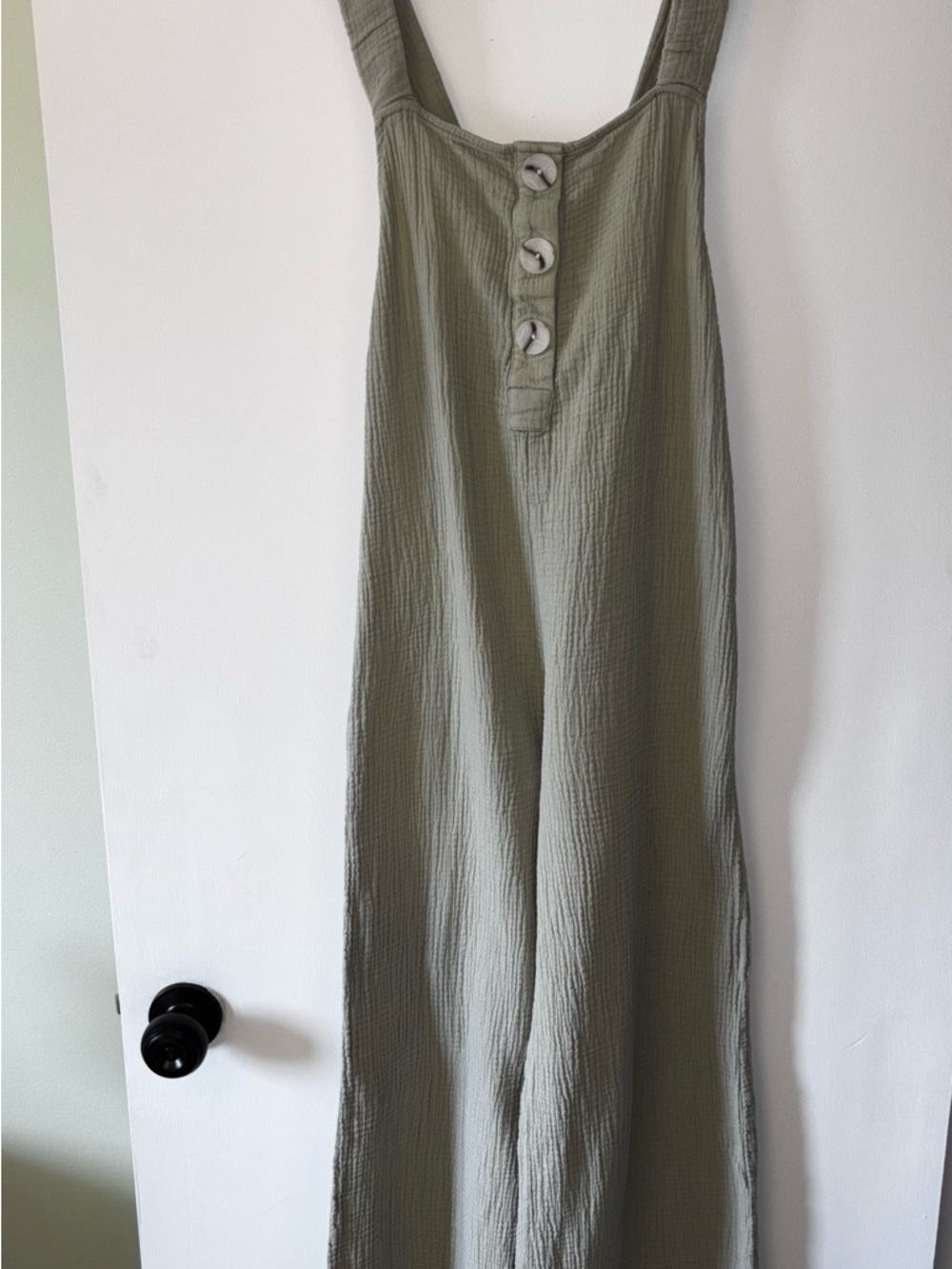 Zara Olive-Green Wide Leg Button-Front Jumpsuit